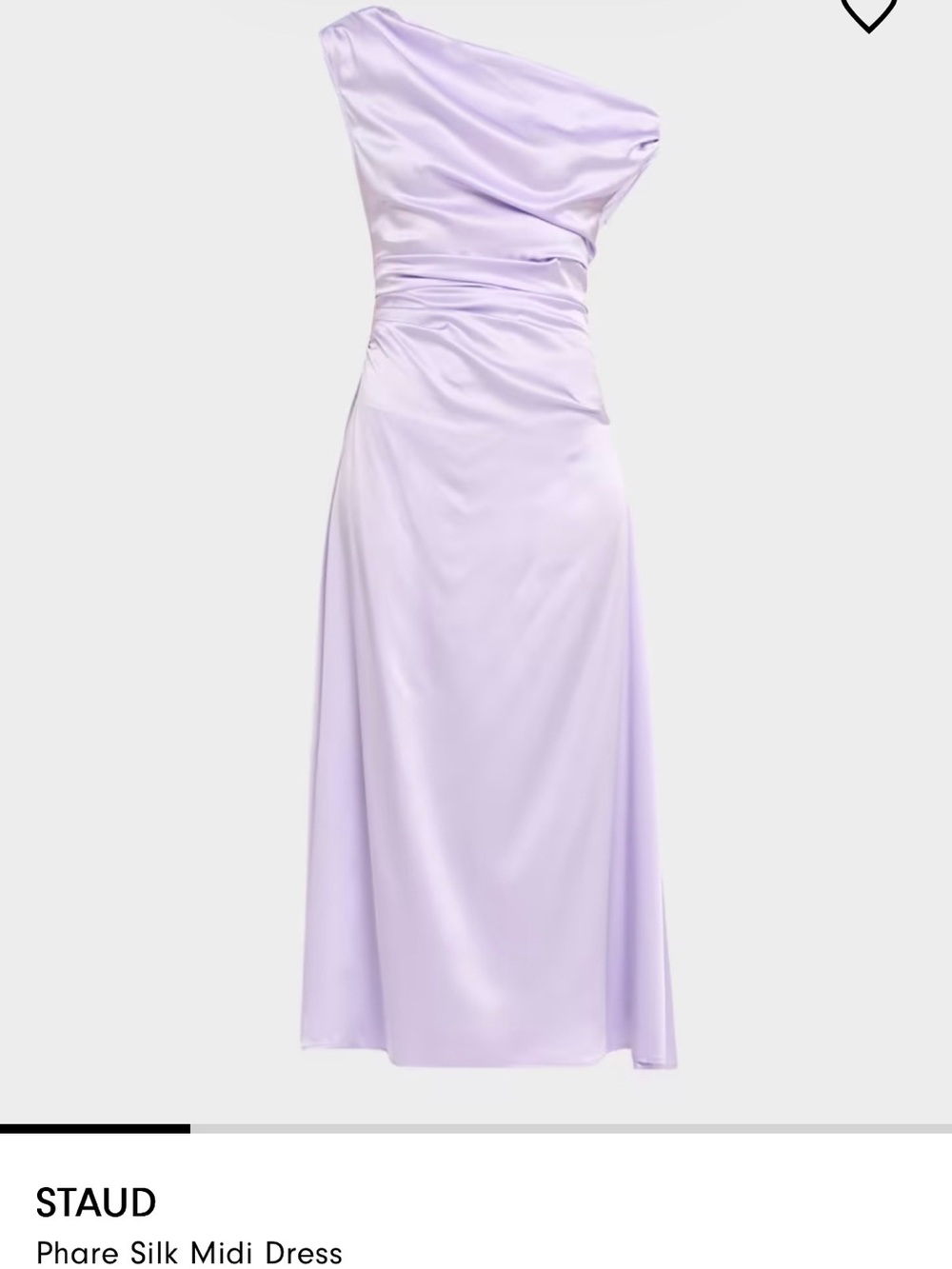 STAUD Lilac One-Shoulder Silk Midi Dress